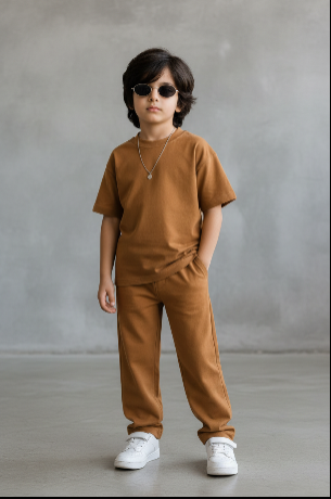 Boys Plain Co-Ord Set – (T-Shirt & Jogger Pants)