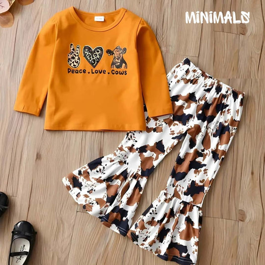 Peace-Love-Cows Printed Set – Orange